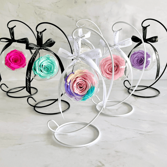 Infinity Rose Glass Bauble Set | Personalised Bauble Gift | Forever Roses | Bling Blooms