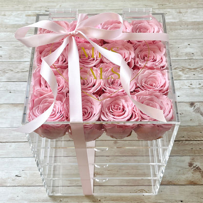 Infinity Rose Makeup Organiser - Pink Eternal Roses - One Year Roses - Makeup Organiser - Personalised Gift