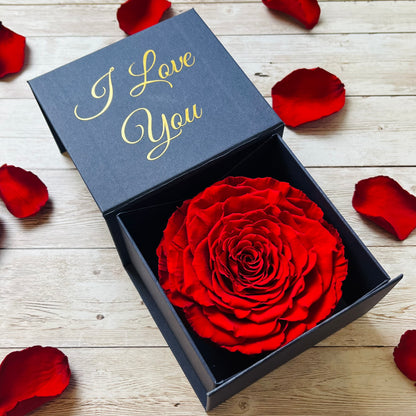 Navy Eternal Rose Box | Single Red Infinity Rose | One year Rose | Bling Blooms