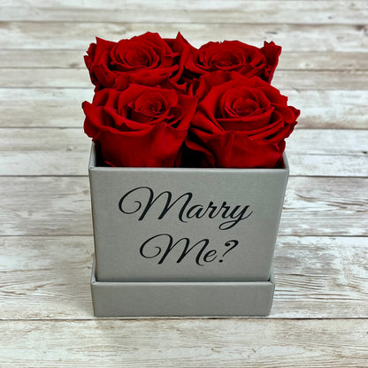 Grey Square Petite Infinity Rose Box - Red Eternal Roses - One Year Roses - Rose Colours divider-Ruby Red