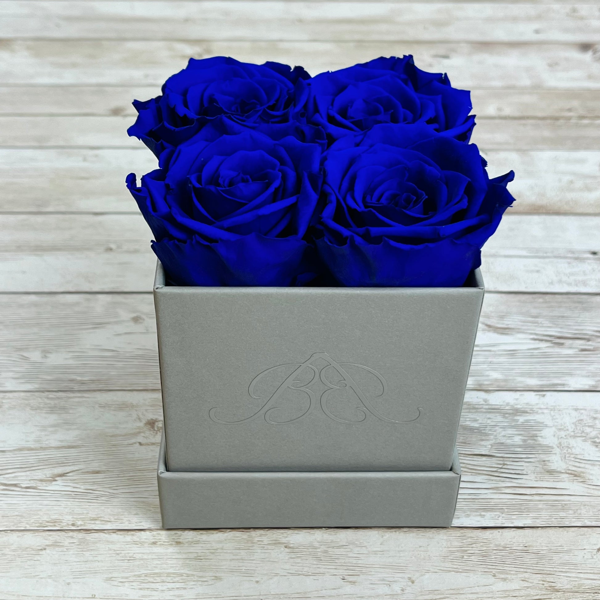 Grey Square Petite Infinity Rose Box - Eternal Roses - Sapphire Blue One Year Roses - Rose Colours divider-Sapphire Blue