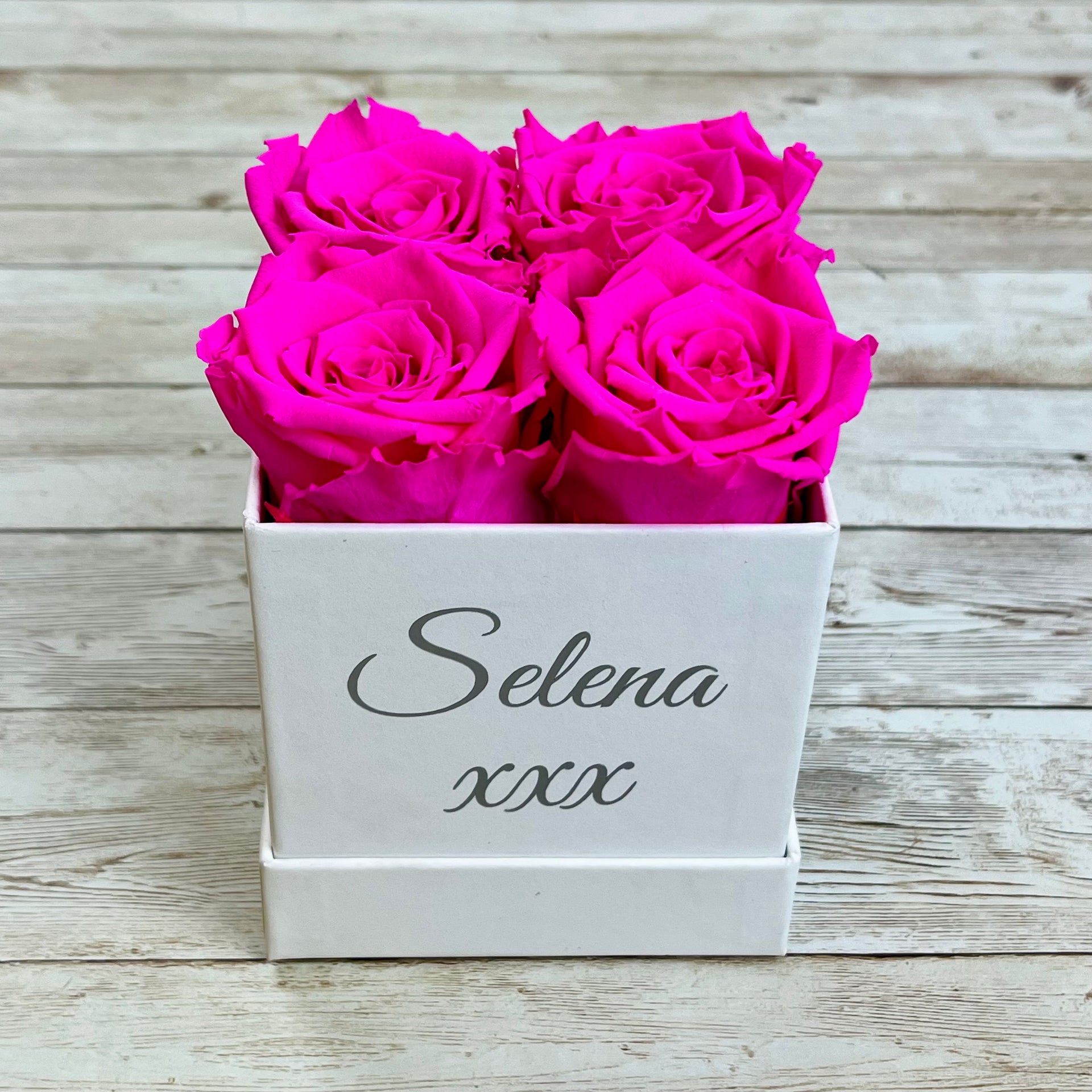 Petite Square White Infinity Rose Box | Bling Blooms