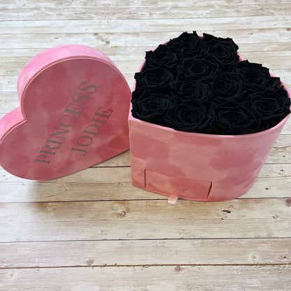 Pink Velvet Heart Infinity Rose Box