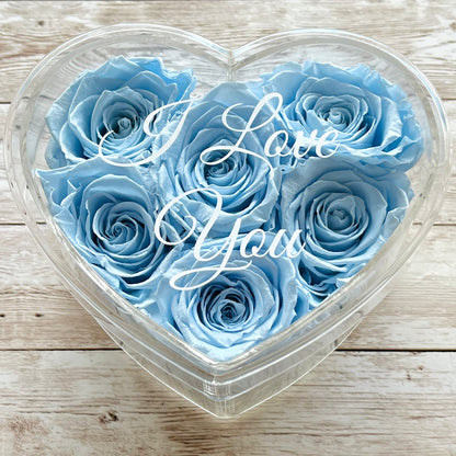 Infinity Rose Small Heart Box - Baby Blue Eternal Roses - One Year Roses -Gift  - Rose Colours divider-Baby Blue