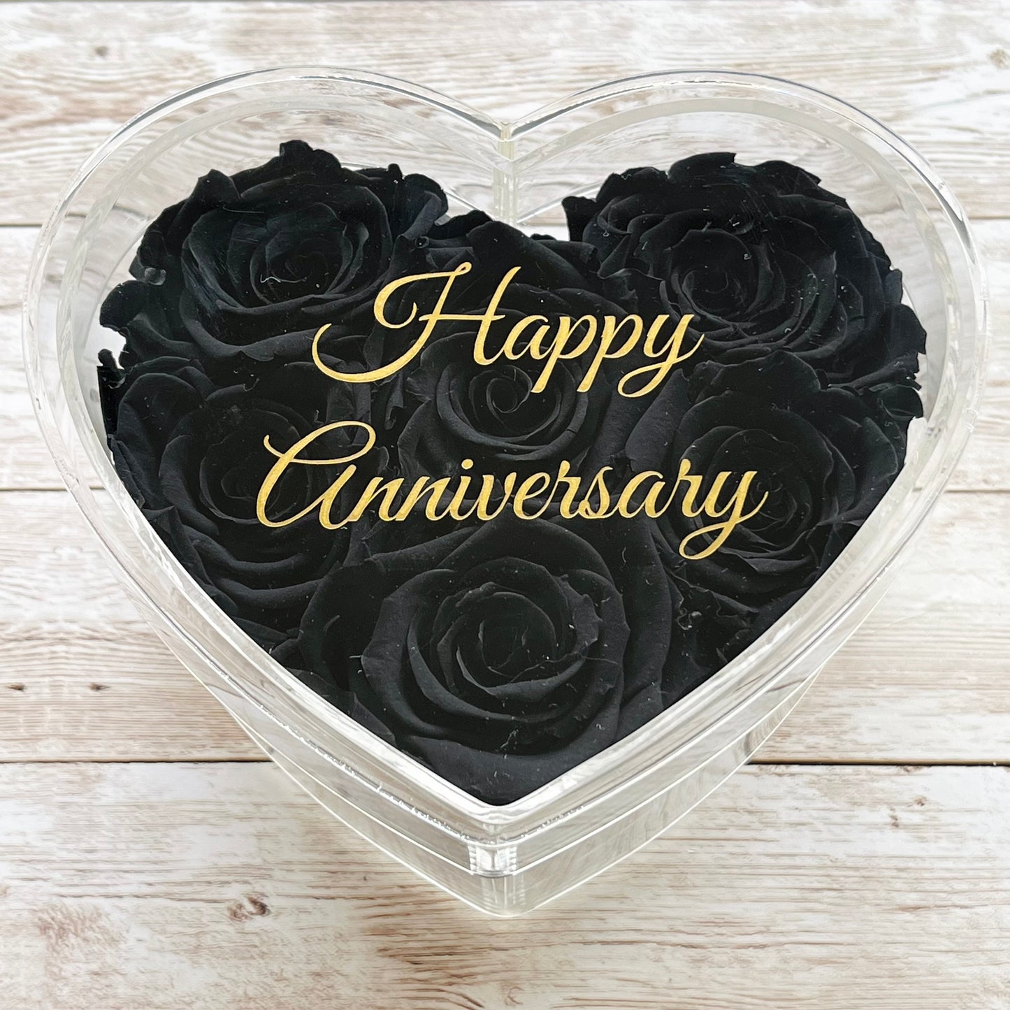 Infinity Rose Small Heart Box - Black Eternal Roses - One Year Roses - Gift - Rose Colours divider-Midnight Black