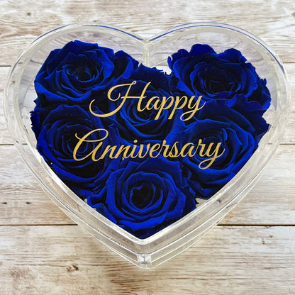 Infinity Rose Small Heart Box - Blue Eternal Roses - One Year Roses - Rose Colours divider-Sapphire Blue