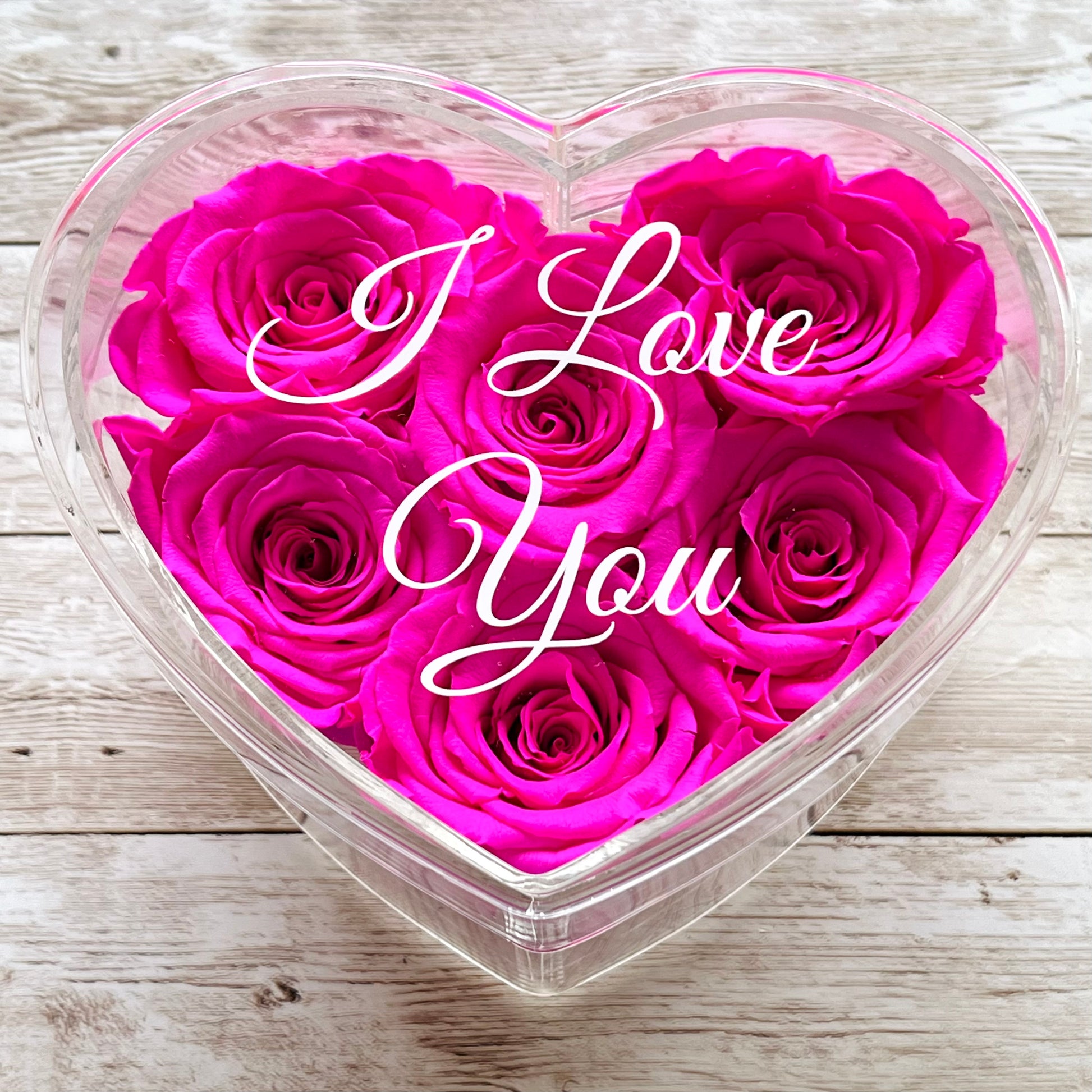 Infinity Rose Small Heart Box- Pink Eternal Roses - One Year Roses - Rose Colours divider-Shocking Pink