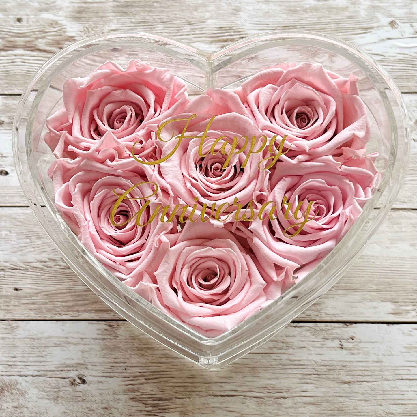 Infinity Rose Small Heart Box - Pink Eternal Roses - One Year Roses - Rose Colours divider-Petal Pink