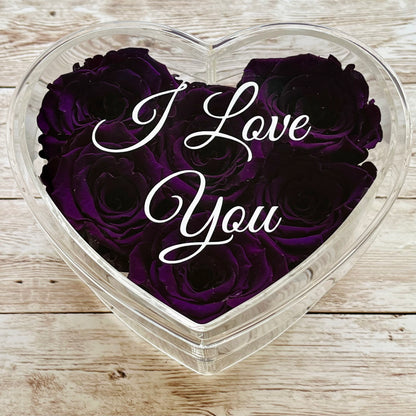 Infinity Rose Small Heart Box - Purple Eternal Roses - One Year Roses - Gift - Rose Colours divider-Purple Reign