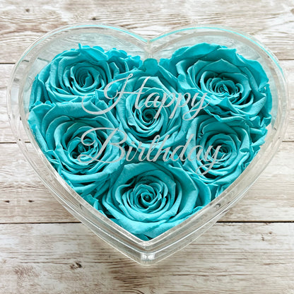 Infinity Rose Small Heart Box - Tiffany Blue Eternal Roses - One Year Roses - Gift - Rose Colours divider-Tiffany Blue