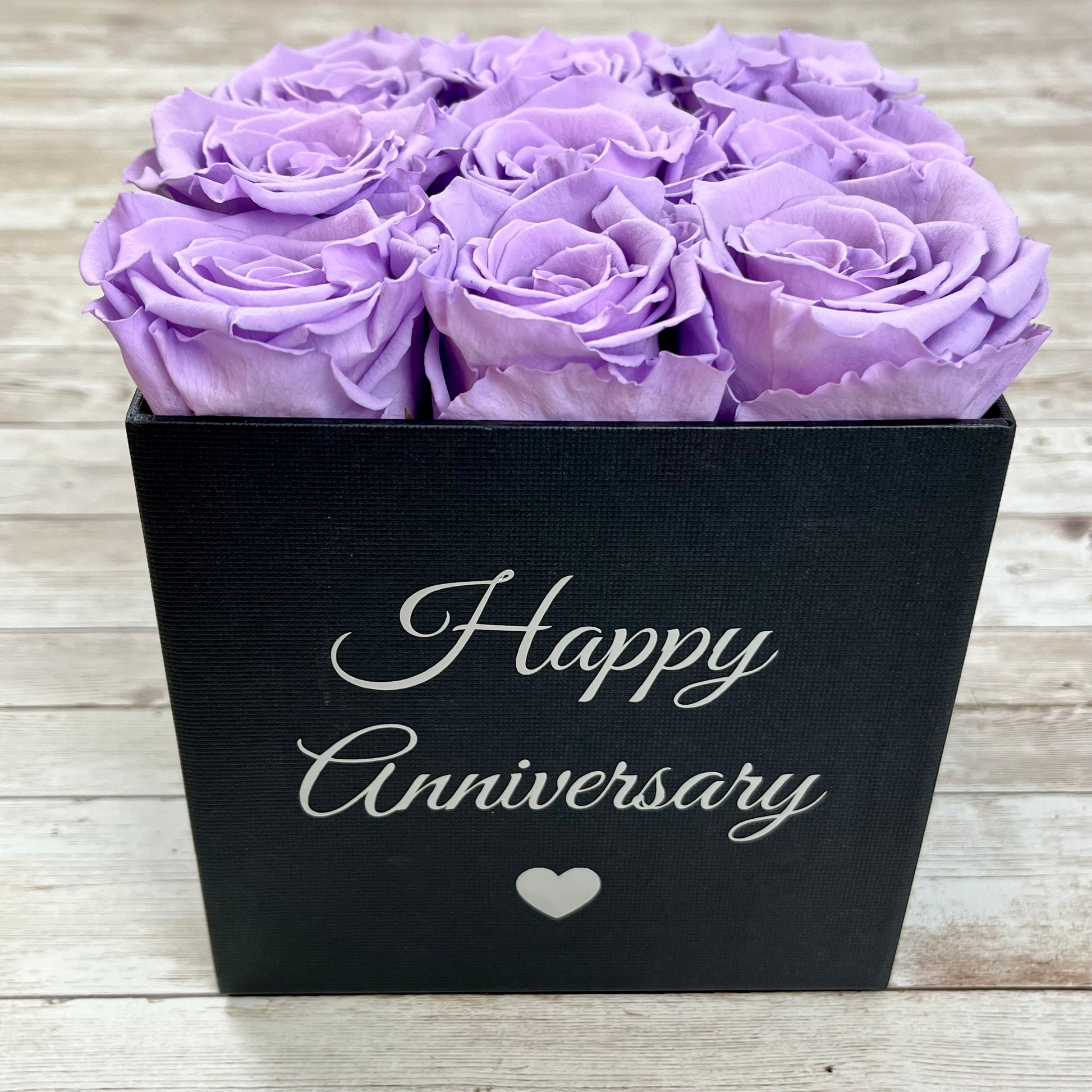 Black Square Infinity Rose Box - Eternal Roses - Lavender One Year Roses - Box of Roses - Rose Colours divider-Lavender Haze