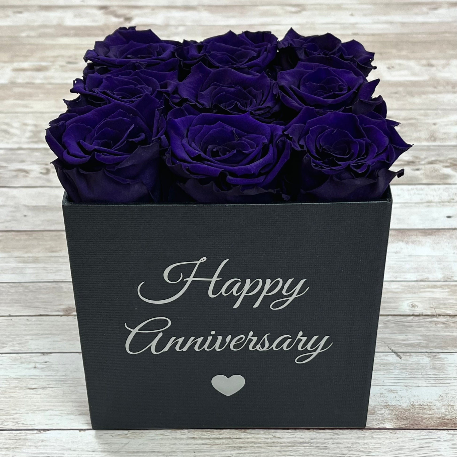 Black Square Infinity Rose Box - Eternal Roses - Purple One Year Roses - Rose Colours divider-Purple Reign