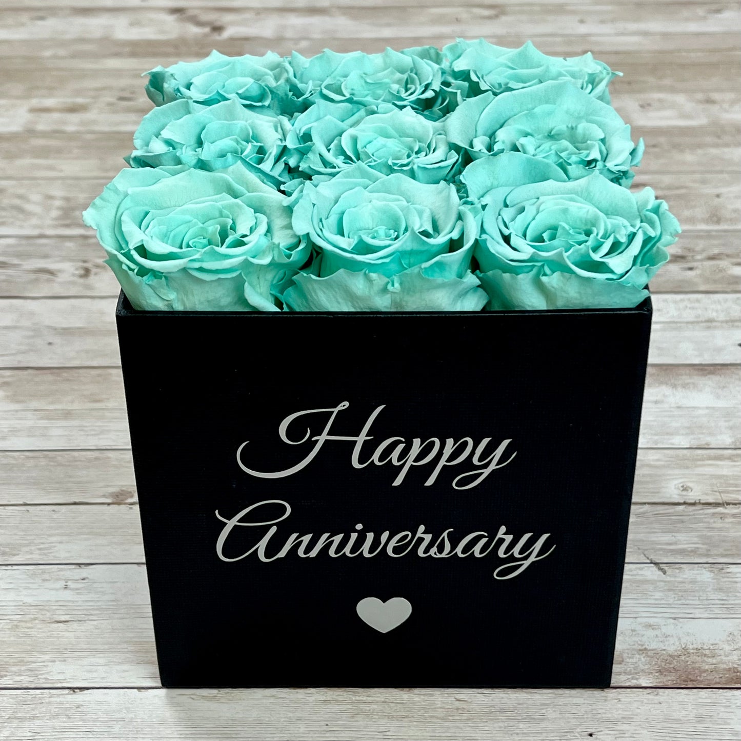 Black Square Infinity Rose Box - Eternal Roses - Tiffany Blue One Year Roses - Rose Colours divider-Tiffany Blue