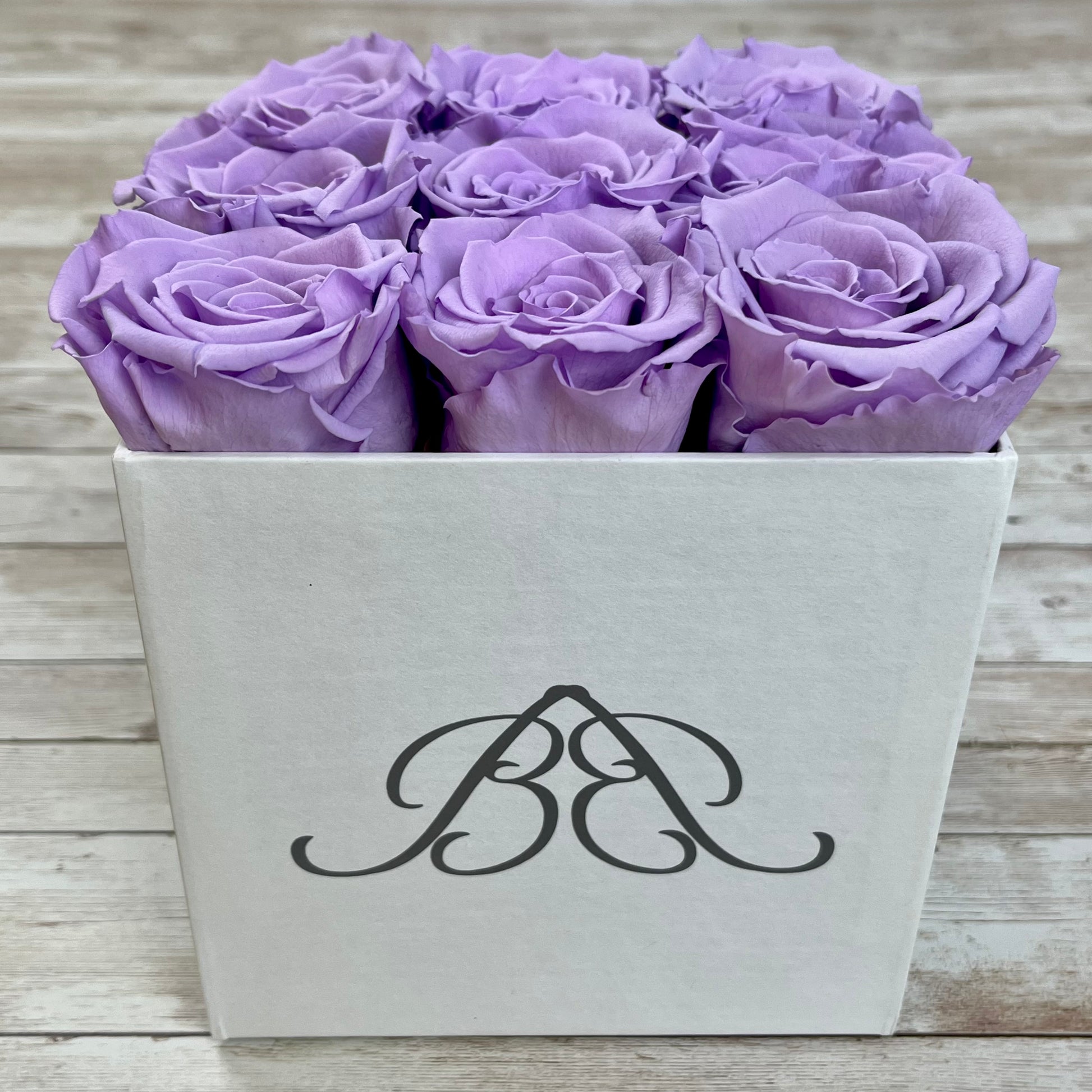 White Square Infinity Rose Box - Eternal Roses - Lavender One Year Roses - Rose Colours divider-Lavender Haze