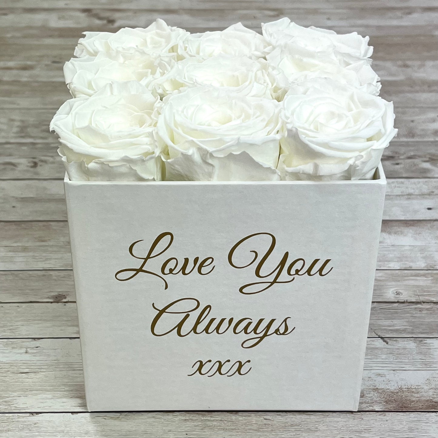 White Square Infinity Rose Box - Eternal Roses - White One Year Roses - Box of Roses - Rose Colours divider-Angelic White