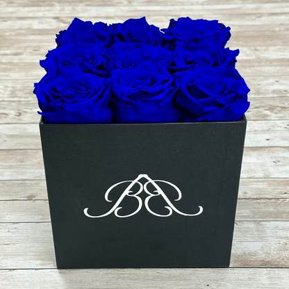Black Square Infinity Rose Box - Eternal Roses - Sapphire Blue One Year Roses - Rose Colours divider-Sapphire Blue